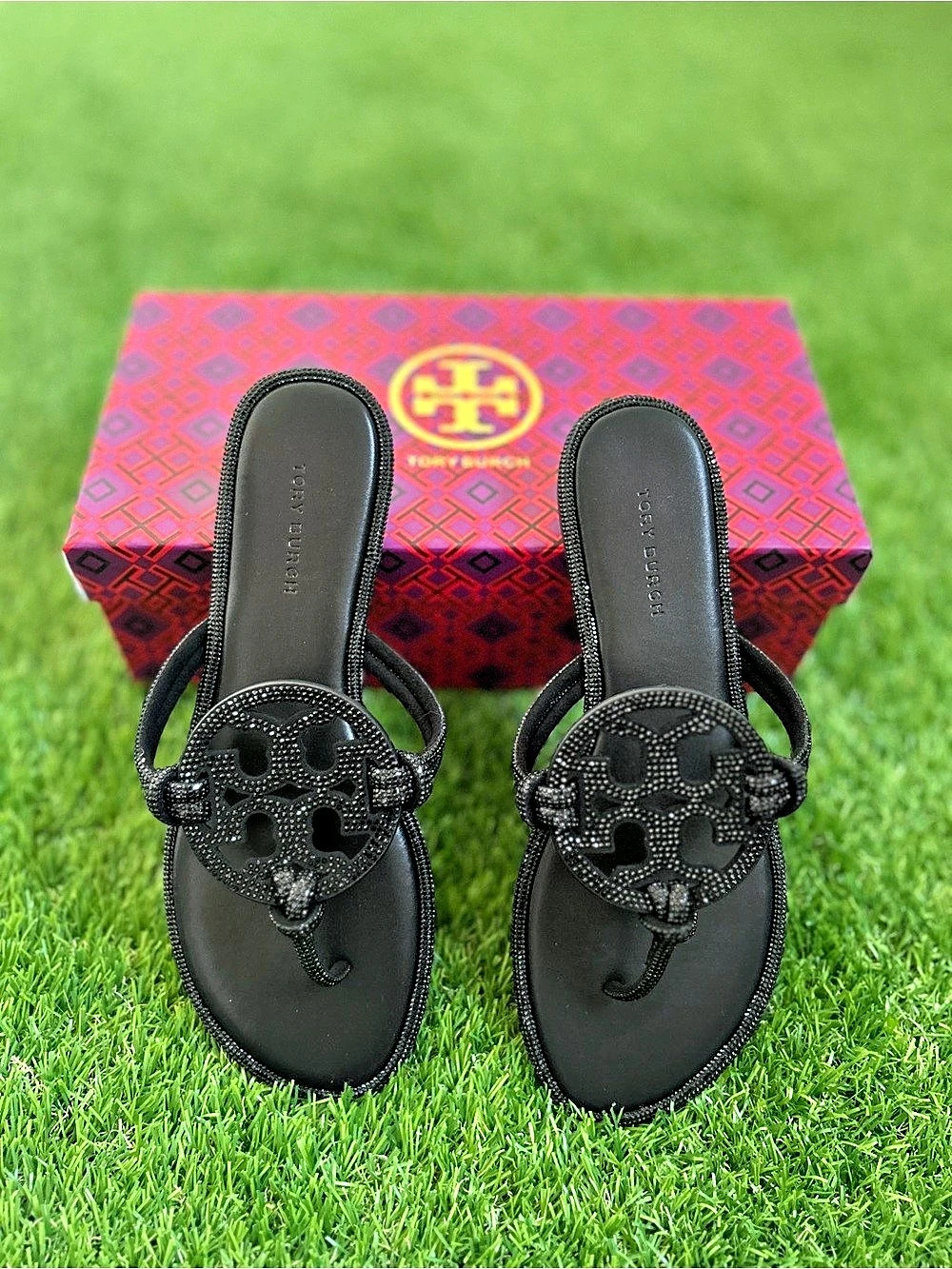 Tory Burch Miller Crystal Knotted Sandal Black